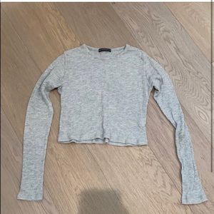 ON HOLD Brandy Melville grey crop waffle top NWOT